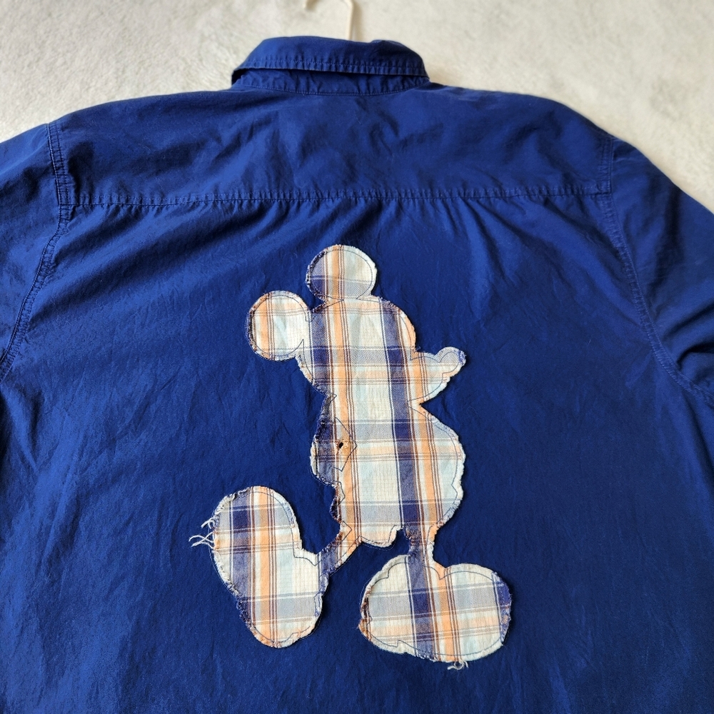 Disney‎ Store Mickey Mouse Button Up Mens XXL Blue Plaid